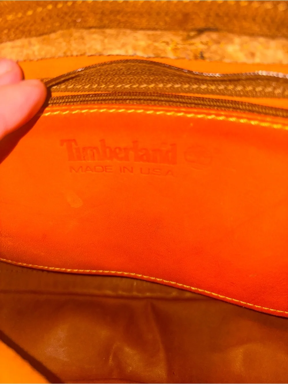 Vintage 90s Timberland Made in USA Leather Crossbody Bag Brown Tan Saddle Purse